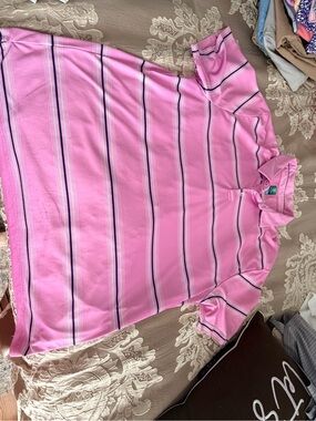 Men's Pink Striped Polo Shirt - Short Sleeve